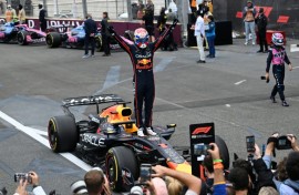 Red Bull's Max Verstappen collected his fourth win of the season with victory in Azerbaijan