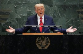 US President Donald Trump delivers remarks to the United Nations General Assembly at the UN headquarters in New York City on September 23, 2025.