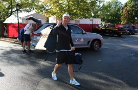 Europe's Justin Rose arrived early at Bethpage Black and hit the first tee shot in the concluding singles matches at the 45th Ryder Cup
