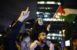 Protesters around the world held rallies on Thursday condemning Israel's interceptions and urging greater sanctions