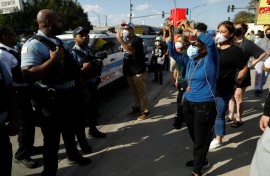 Protests at the aggressive law enforcement measures have turned tense in Chicago
