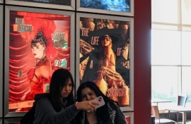 Fans attend 'Taylor Swift: The Official Release Party of a Showgirl' at a movie theater in Bethesda, Maryland