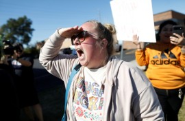 Kate Madrigal said she came to protest at a US Immigration and Customs Enforcement facility in Broadview, Illinois to 'put some action behind the words and the anger that I have' over President Donald Trump's crackdown on migrants
