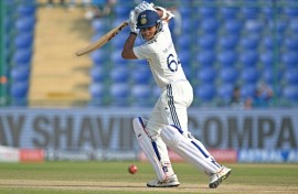 India's Yashasvi Jaiswal plays a shot during the second day of the second Test