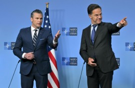 US Defense Secretary Pete Hegseth, left, will join NATO counterparts including its chief Mark Rutte for discussions in Brussels