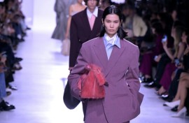 A model in the widely praised debut collection of Louise Trotter at Bottega Veneta last month in Milan