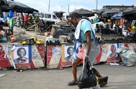 Campaign posters for Laurent Gbagbo's ex-wife Simone in the strategic election constituency of Yopougon