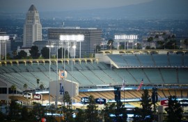 A view of Dodgers Stadium in Los Angeles