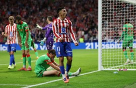 Thiago Almada (C) netted his first goal for the club after 69 minutes to break Osasuna's resistence and decide the game