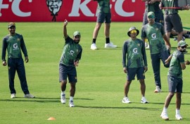 Pakistan practice at the Rawalpindi Cricket Stadium ahead of the second Test against South Africa