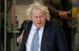 Britain's former prime minister Boris Johnson leaves the UK Covid-19 inquiry, in west London after giving evidence