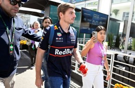 Max Verstappen arrives at the paddock ahead of this weekend's Mexico City Grand Prix