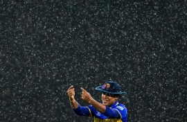 Sri Lanka captain Chamari Athapaththu in the Colombo rain
