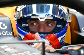 Red Bull Racing's Dutch driver Max Verstappen gives a thumbs up in the cockpit of his car before leading the second practice session of the Mexico City Formula One Grand Prix at the Hermanos Rodriguez racetrack