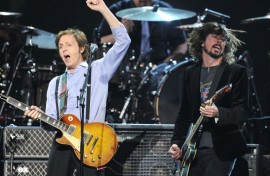 Paul McCartney performs with Dave Grohl in California in February 2012