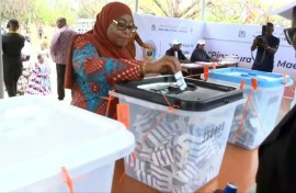 Tanzania's President Samia Suluhu Hassan votes in presidential and legislative elections