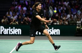 Alexander Zverev secured the crucial break at 5-5 in the third set against Camilo Ugo Carabelli to keep his title defence alive at the Paris Masters