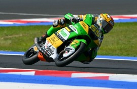 Swiss Moto3 rider Noah Dettwiler in action last month