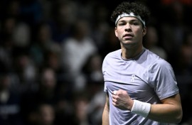 Ben Shelton edged a tight opening set against 12th seed Andrey Rublev after nearly an hour on court