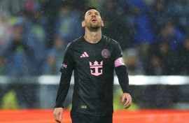 Lionel Messi of Inter Miami reacts during an MLS Cup loss to Nashville SC
