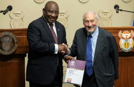 Leading economist Joseph Stiglitz handed the report on global inequality to President Cyril Ramaphosa