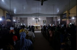 Christians gather a service at Most Pure heart of Mary Catholic church in Ijebu Imushin, Nigeria, in December 2023