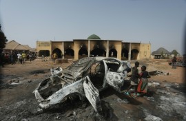 The shell of Bungha Central Mosque in Mangu brunt in 2024, following weeks of intercommunal violence and unrest