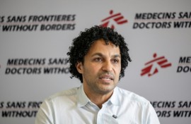 Newly elected MSF president, Javid Abdelmoneim, spoke to journalists in Johannesburg
