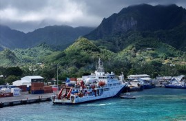 Chinese research vessel Da Yang Hao arrives at Avatiu Harbour in the Cook Islands