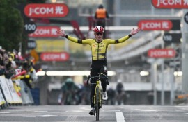 Denmark's Jonas Vingegaard kicked for home on the final lap to win the Saitama Criterium in Japan