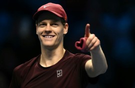 Italy's Jannik Sinner beat Canada's Felix Auger-Aliassime in straight sets at the ATP Finals