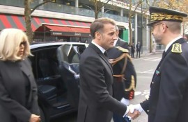 Macron arrives at Stade de France to mark decade since Paris attacks