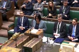 Britain's Home Secretary Shabana Mahmood makes a statement on sweeping changes to the UK's asylum system, including drastically cutting protections for refugees and their children