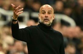 Manchester City manager Pep Guardiola gestures on the touchline during his team's defeat at Newcastle