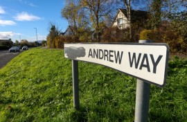 One of the nameplates still bearing the ex-prince's name was daubed with black paint several months ago, according to residents