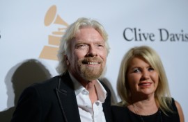 Billionaire Richard Branson and his wife, Joan Templeman, at a 2016 pre-Grammy gala
