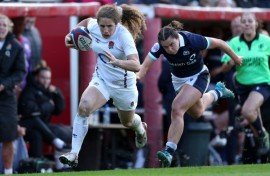 Abby Dow (L) scored 50 tries in just 59 women's rugby Tests for England