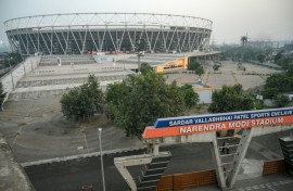 Narendra Modi Stadium, the world's largest cricket stadium, in Ahmedabad
