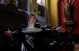 Sister Rita spoke to supporters at the castle
