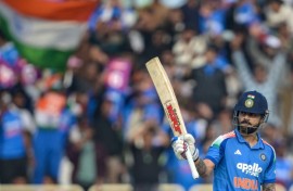Star batsman Virat Kohli scored an attacking 135 as India reached 349-8 in the first one-day international against South Africa in Ranchi
