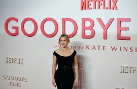 British actress Kate Winslet poses on the red carpet at the world premiere of the film "Goodbye June", her directorial debut