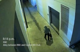 A screengrab from surveillance footage released by the FBI of the suspected pipe bomber