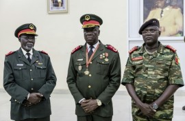 Guinea Bissau Army general Horta N'Tam (centre) is head of the new military junta in Guinea Bissau