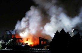The scene of a fire that broke out after an earthquake in Aomori City, Japan