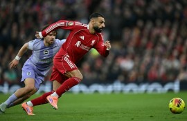 Liverpool forward Mohamed Salah came off the substitutes' bench against Brighton