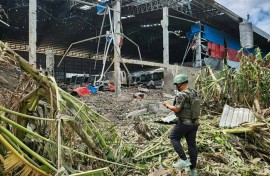 Thai fighter jets dropped three bombs in an area of Poipet city on Thursday morning, the Cambodian interior ministry said