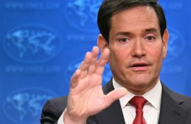 US Secretary of State Marco Rubio speaks during an end-of-year press conference