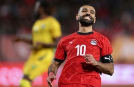 Egypt captain Mohamed Salah reacts during the Africa Cup of Nations Group B clash with Zimbabwe in Agadir