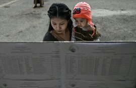 At a polling station in downtown Yangon, the voters were primarily senior citizens or mothers with children