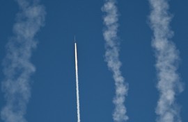 A rocket launches from Pingtan island in eastern China's Fujian province, the closest point to Taiwan